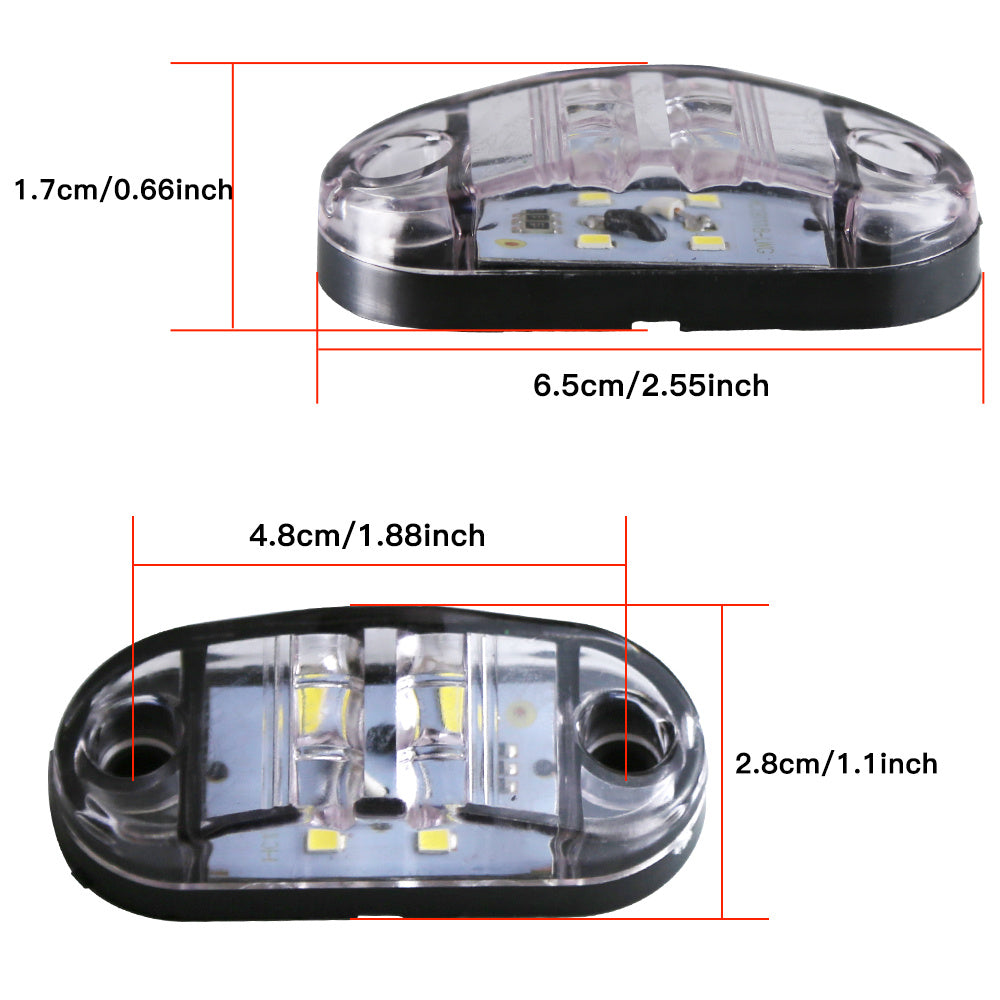 10Pcs 12-24V LED Side Marker Lights Amber Red White for Truck Car RV Van