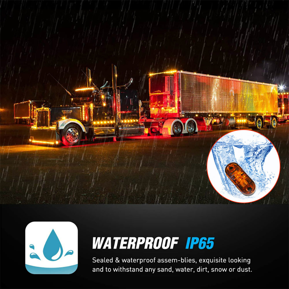 10Pcs 12-24V LED Side Marker Lights Amber Red White for Truck Car RV Van