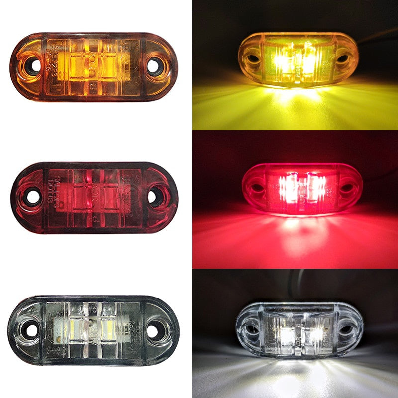 10Pcs 12-24V LED Side Marker Lights Amber Red White for Truck Car RV Van