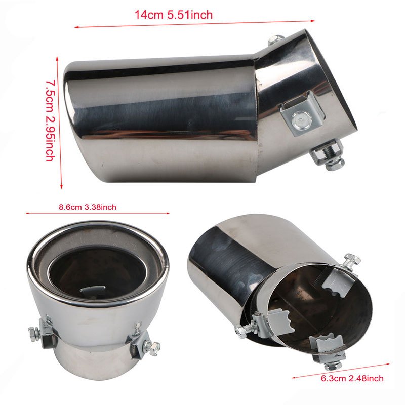 Universal Stainless Steel Car Exhaust Tip Chrome Dual-Flow Fit Most Vehicles