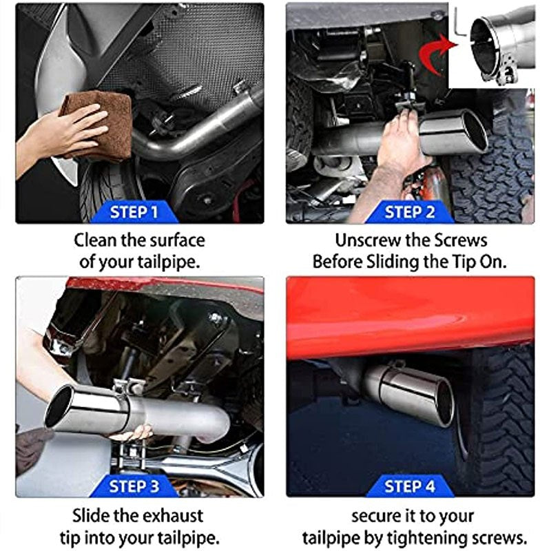 Universal Stainless Steel Car Exhaust Tip Chrome Dual-Flow Fit Most Vehicles