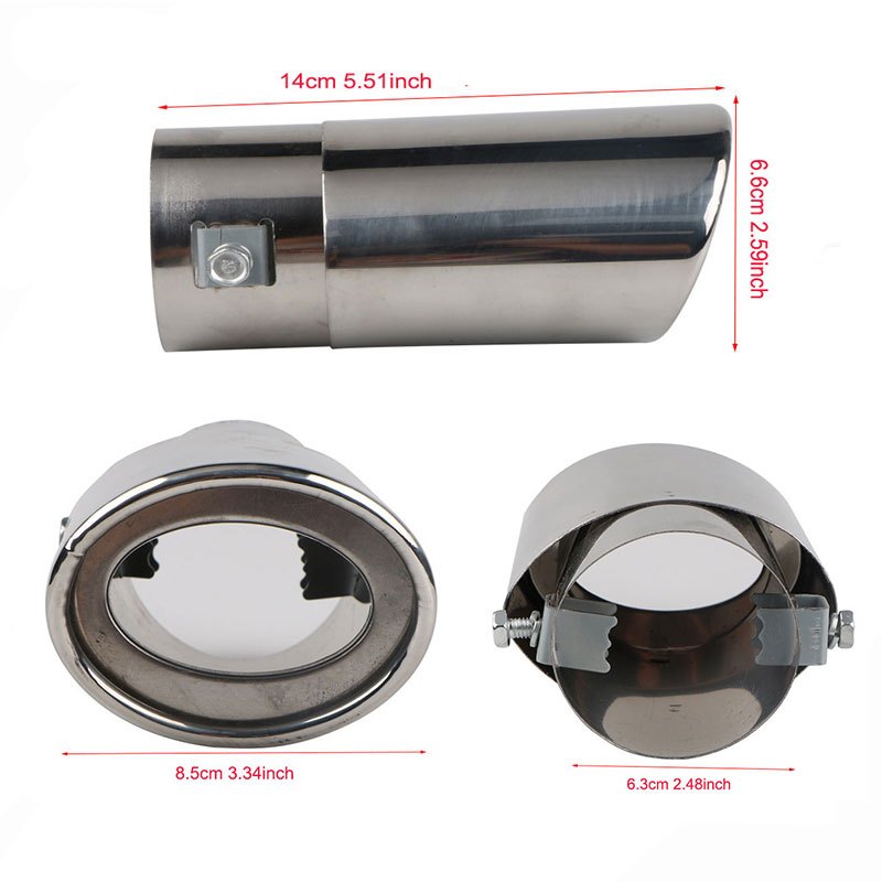 Universal Stainless Steel Car Exhaust Tip Chrome Dual-Flow Fit Most Vehicles