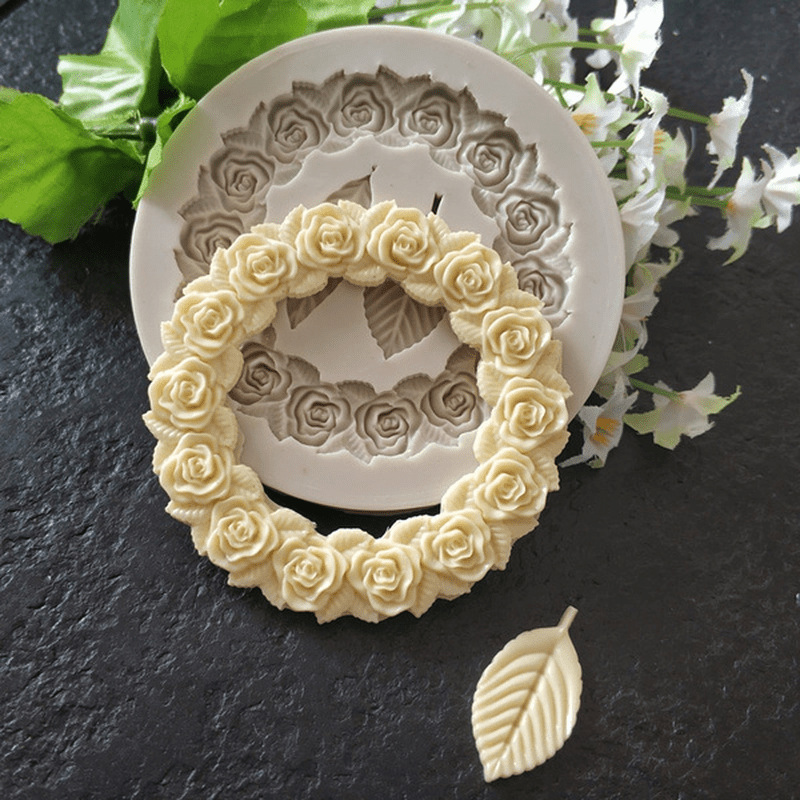Silicone Rose Wreath Chocolate Mold for Cake Decorating Fondant Candy