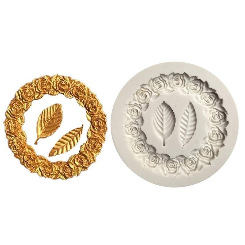 Silicone Rose Wreath Chocolate Mold for Cake Decorating Fondant Candy