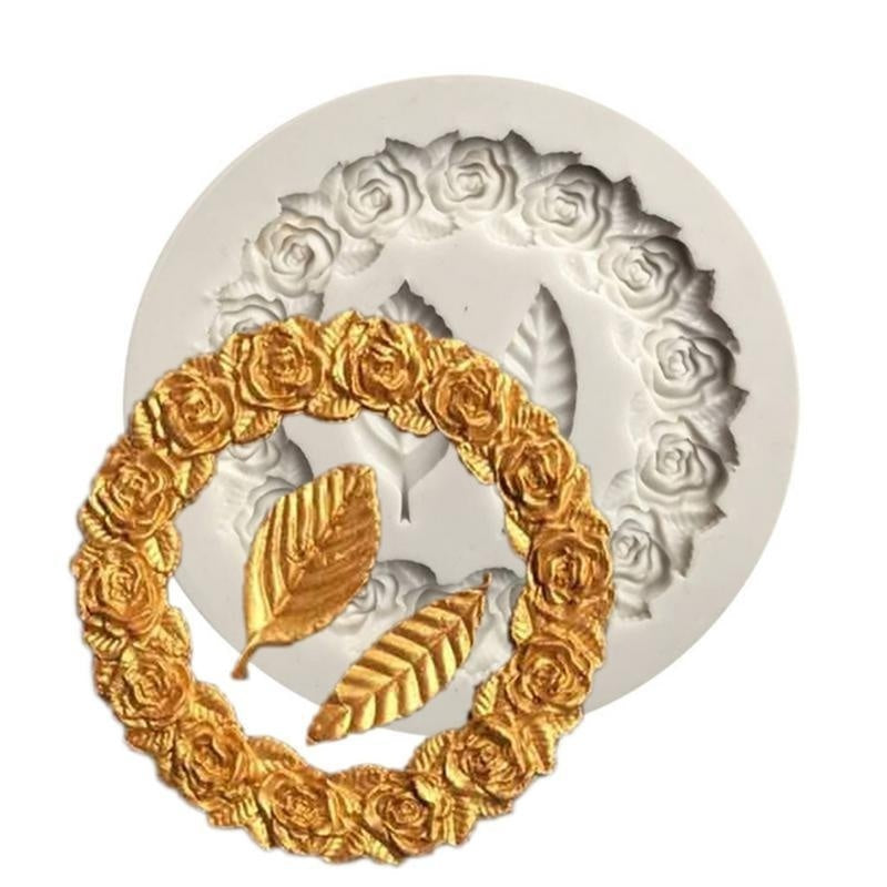 Silicone Rose Wreath Chocolate Mold for Cake Decorating Fondant Candy