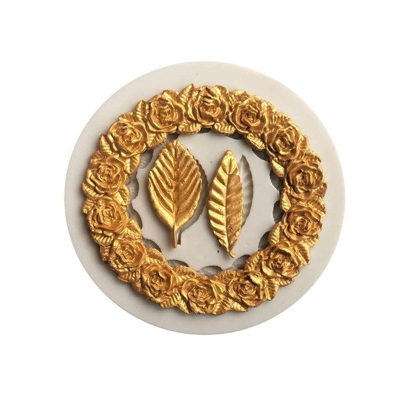 Silicone Rose Wreath Chocolate Mold for Cake Decorating Fondant Candy