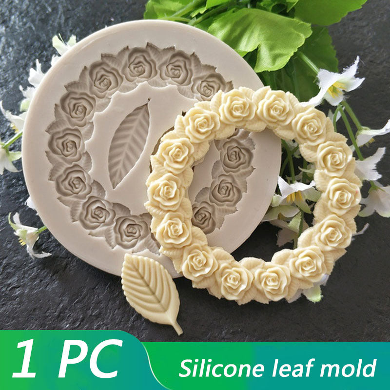 Silicone Rose Wreath Chocolate Mold for Cake Decorating Fondant Candy