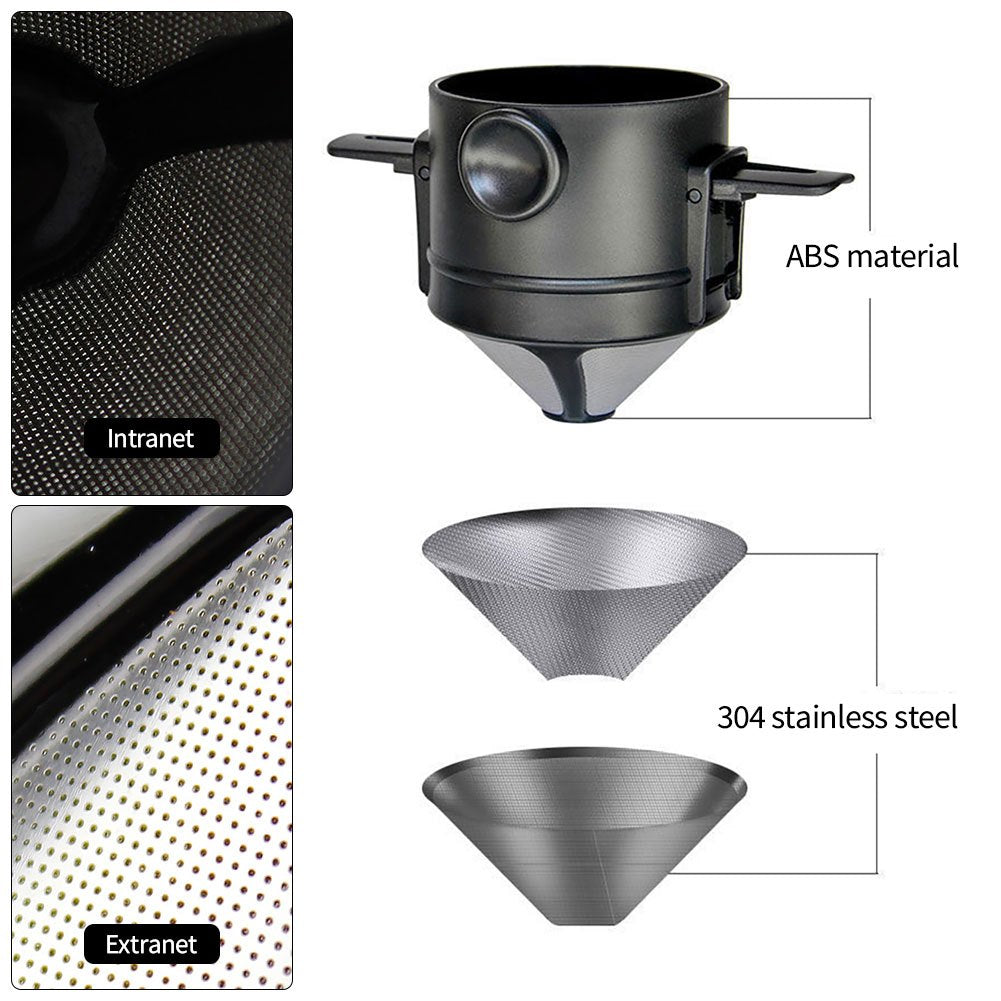 Unisex Stainless Steel Reusable Portable Coffee Filter Pour Over Dripper