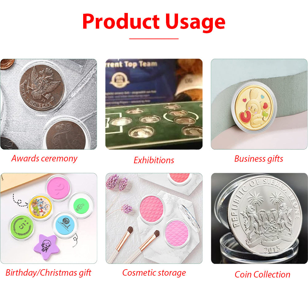 Прозрачные коробки для защиты монет доступны в упаковках по 25, 50 или 100 штук. Подходят для коллекционных предметов размером 19-33 мм, идеально подходят для памятных монет и медалей.