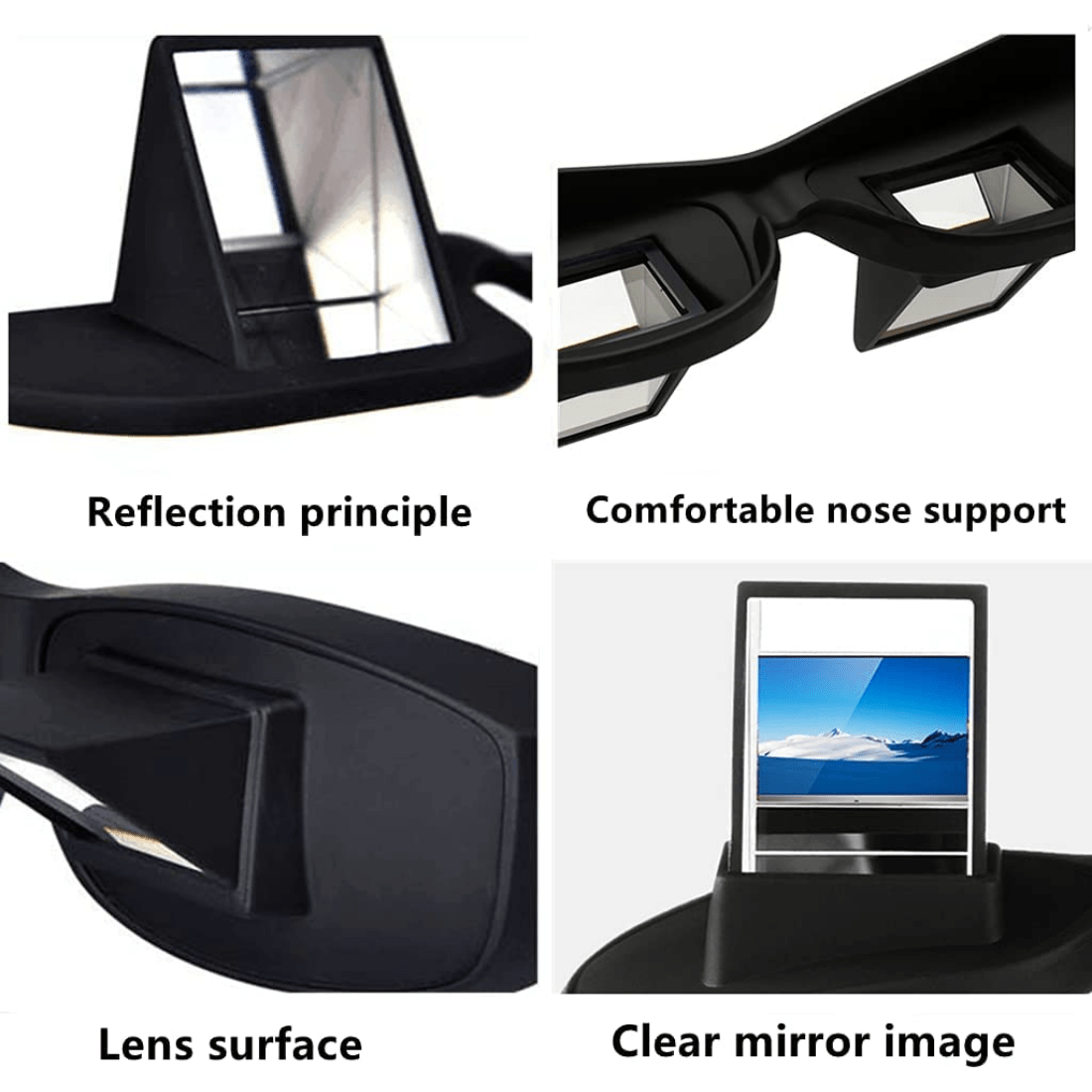 Gorizontal holatda o'qish va tomosha qilish uchun prism ko'zoynaklar, dam olish uchun o'qish yordamchisi