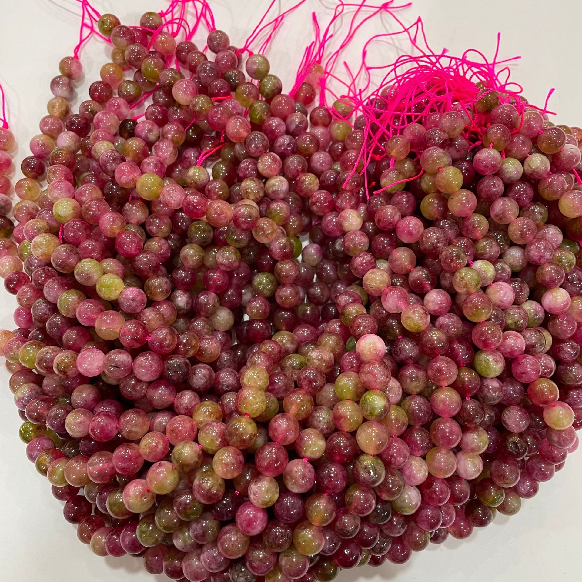 Cuentas de cristal de turmalina de sandía natural de 6-10 mm para hacer joyería