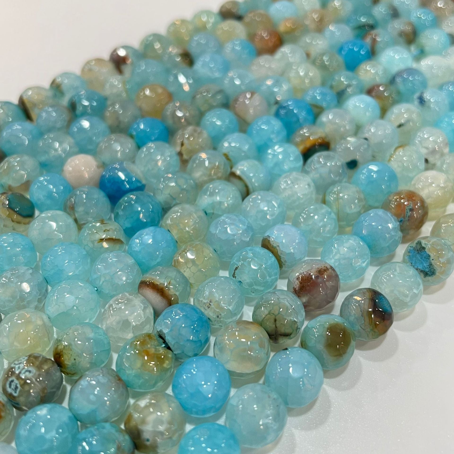 Faceted Aquamarine Agate and Tourmaline Beads for Jewelry Making Football-Shaped