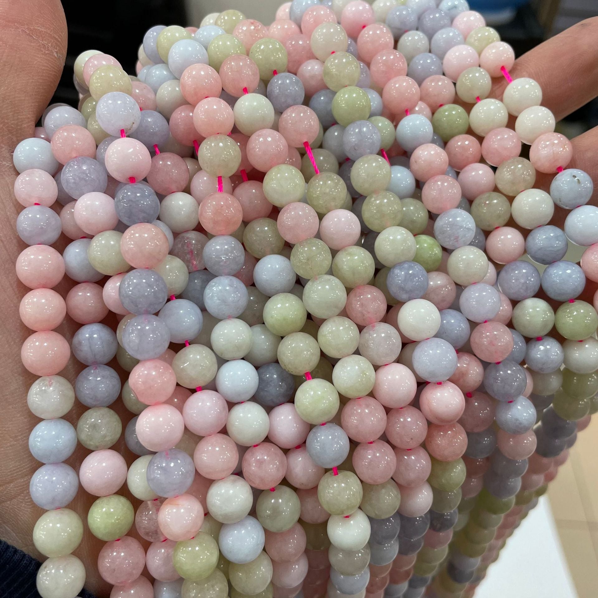 Cuentas de Morganita natural, piedras sueltas para hacer joyería 7A, tamaño 6mm-10mm