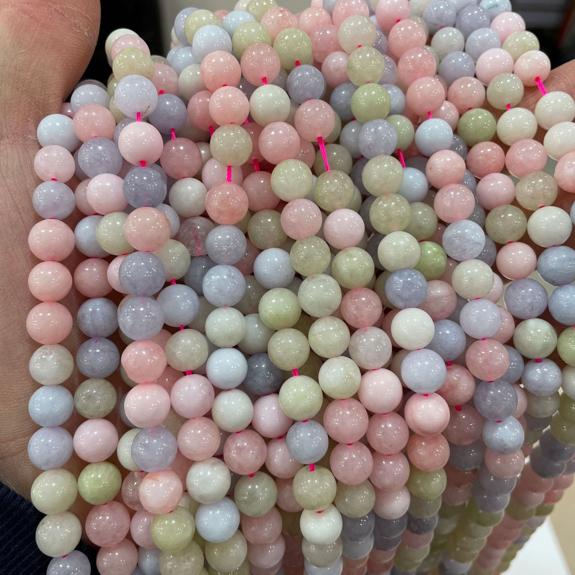 Cuentas de Morganita natural, piedras sueltas para hacer joyería 7A, tamaño 6mm-10mm