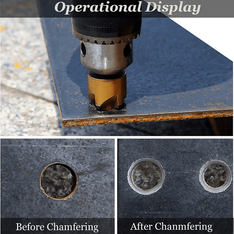 6pcs 5-Flute Titanium-Plated Countersink Drill Bit Set for Woodworking 1/4 Inch