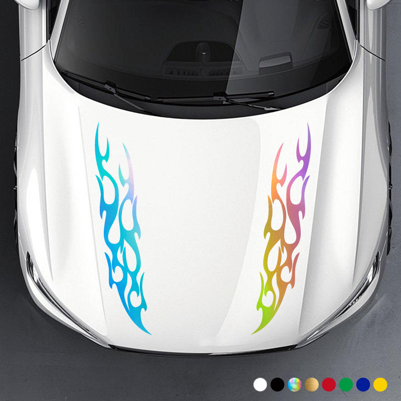 Pegatinas de vinilo para decoración de coches, pack de 2, calcomanías de llamas de carreras para capó, fuego