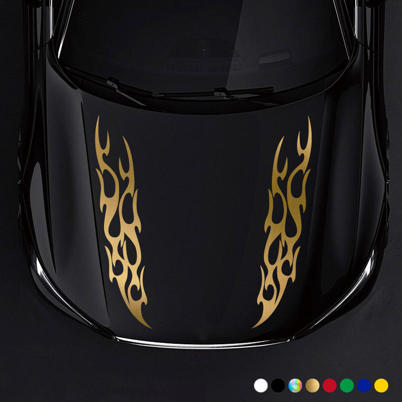 Pegatinas de vinilo para decoración de coches, pack de 2, calcomanías de llamas de carreras para capó, fuego