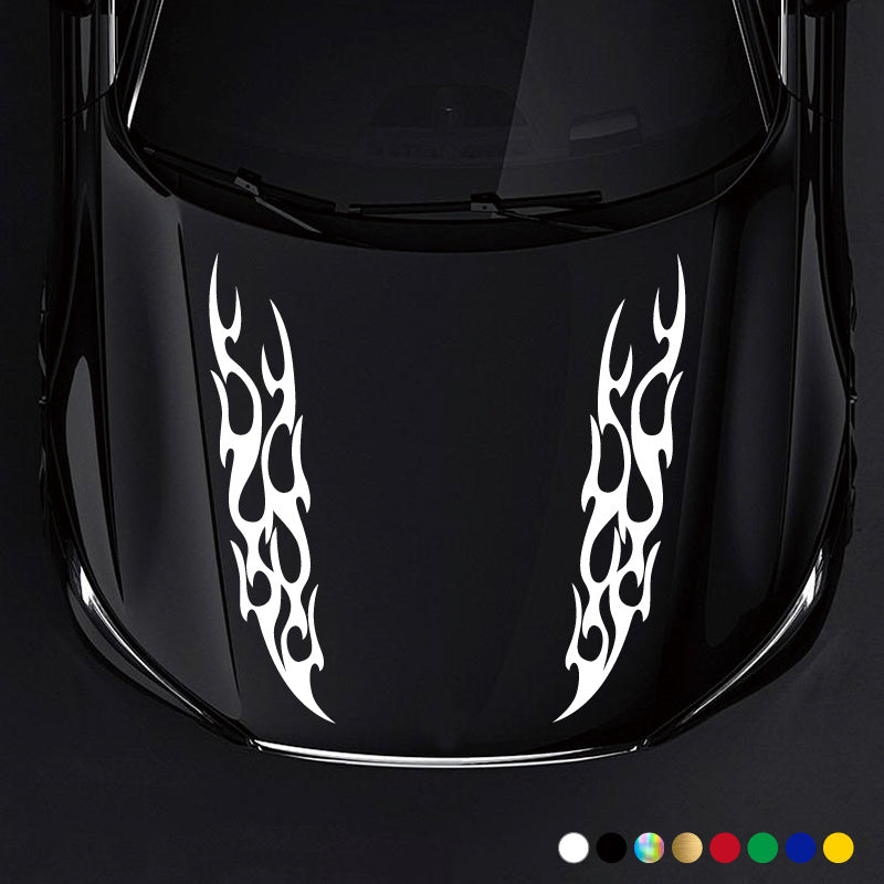 Pegatinas de vinilo para decoración de coches, pack de 2, calcomanías de llamas de carreras para capó, fuego