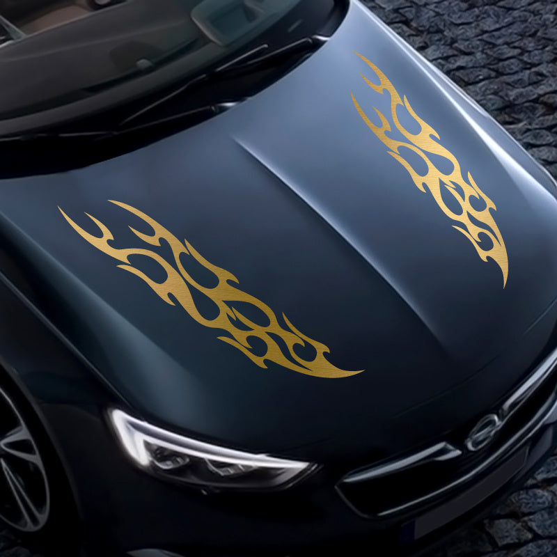 Car Decoration Vinyl Stickers 2 Pack Racing Flame Hood Decals Fire