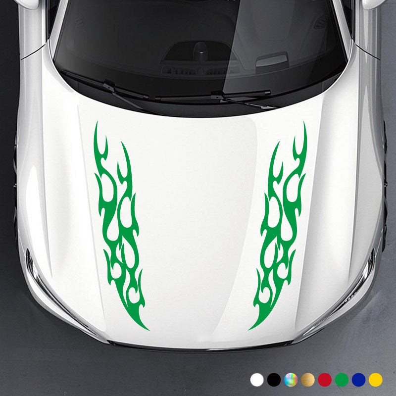 Pegatinas de vinilo para decoración de coches, pack de 2, calcomanías de llamas de carreras para capó, fuego