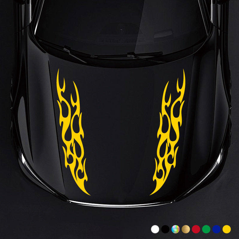 Pegatinas de vinilo para decoración de coches, pack de 2, calcomanías de llamas de carreras para capó, fuego