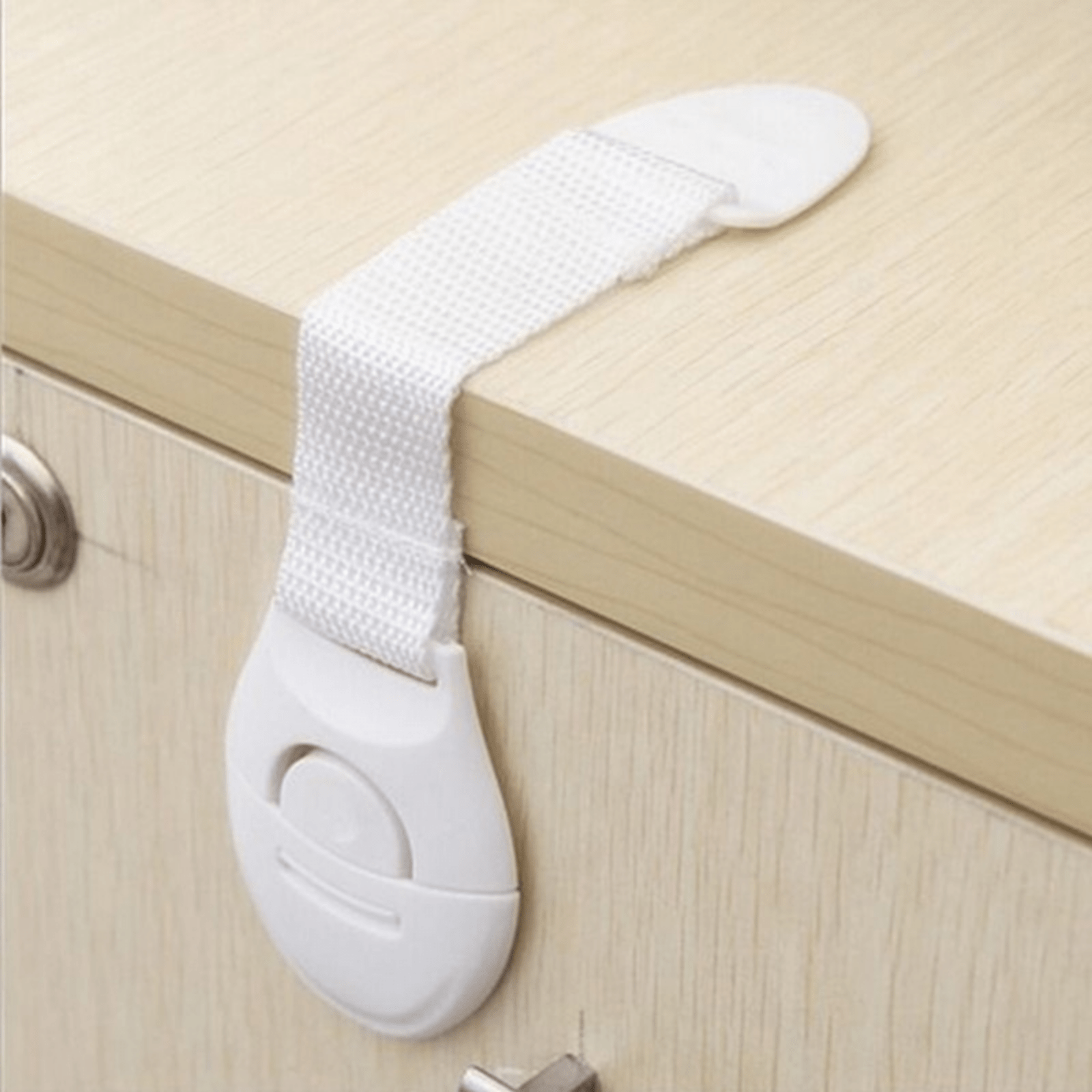 Set of 10 White Childproofing Cabinet and Drawer Locks Phthalate-Free Plastic