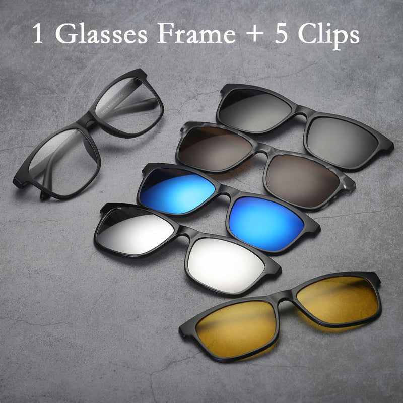 Men's 6-in-1 Polarized Glasses with Flip Clip and Case