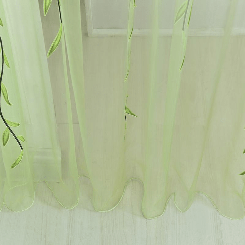 Semi-Sheer Willow Leaf Pattern Curtain for Living Room Nursery Bedroom Polyester Rod Pocket