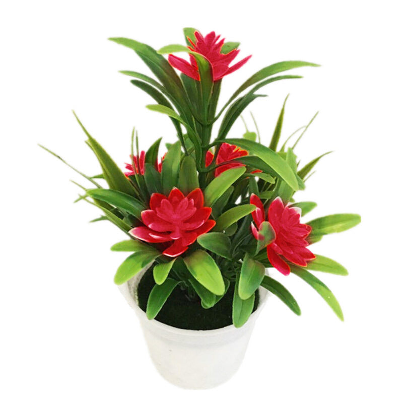 Artificial Lotus Flower Plant with Green Leaves for Home or Hotel Decoration