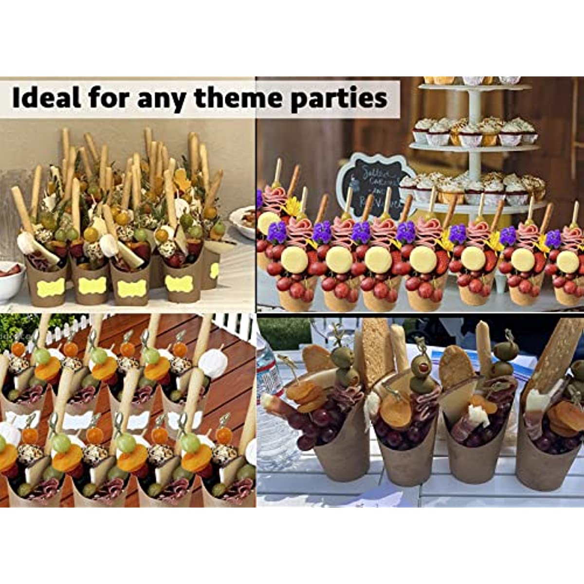 Pack of 50 Disposable Paper Cups for French Fries Charcuterie Cupcakes