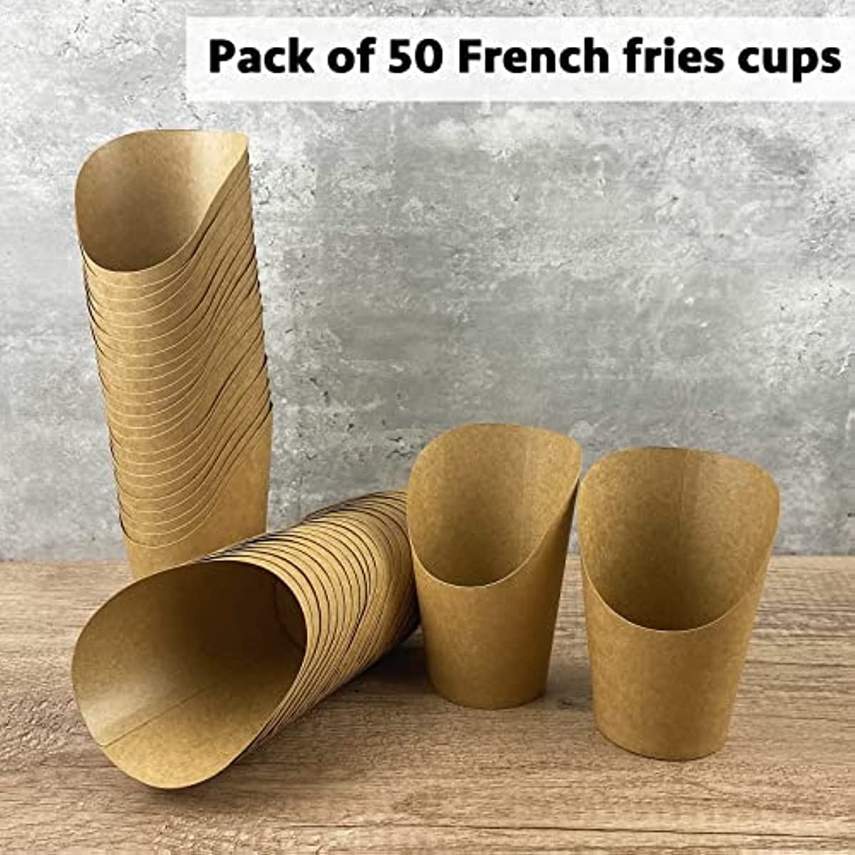 Pack of 50 Disposable Paper Cups for French Fries Charcuterie Cupcakes