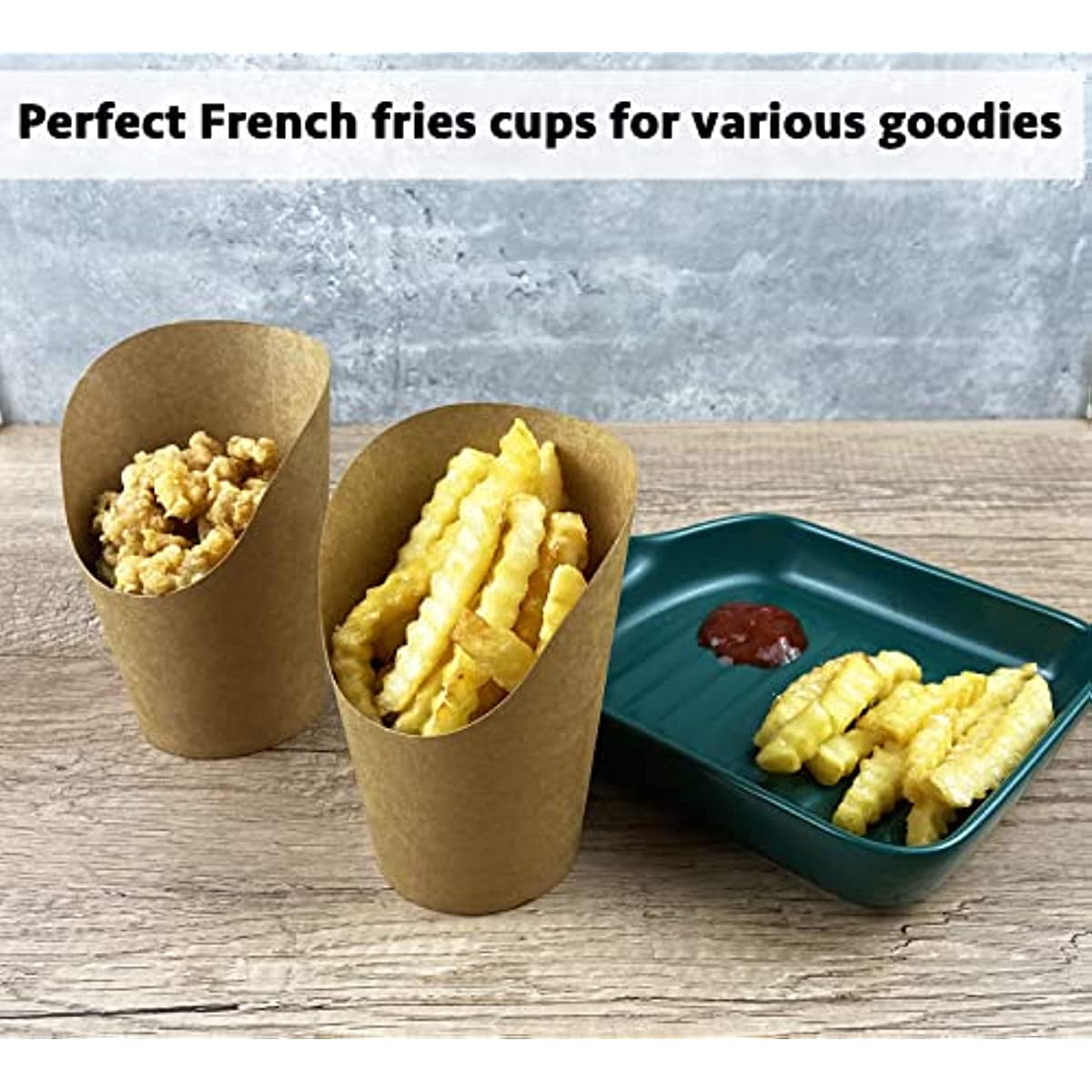 Pack of 50 Disposable Paper Cups for French Fries Charcuterie Cupcakes