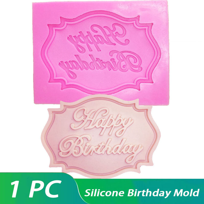 3D Silicone Mold for Happy Birthday Chocolate Candy Fondant Decorations Kitchen Baking Tool
