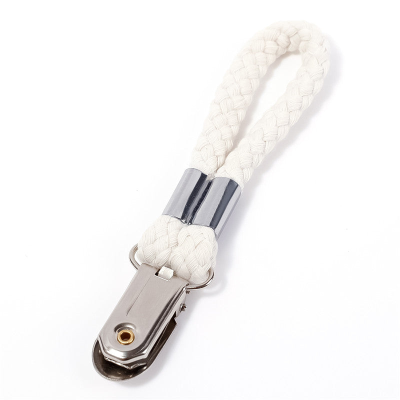 Juego de 4 clips de toalla de cuerda trenzada con pinzas de metal para organización de cocina y baño