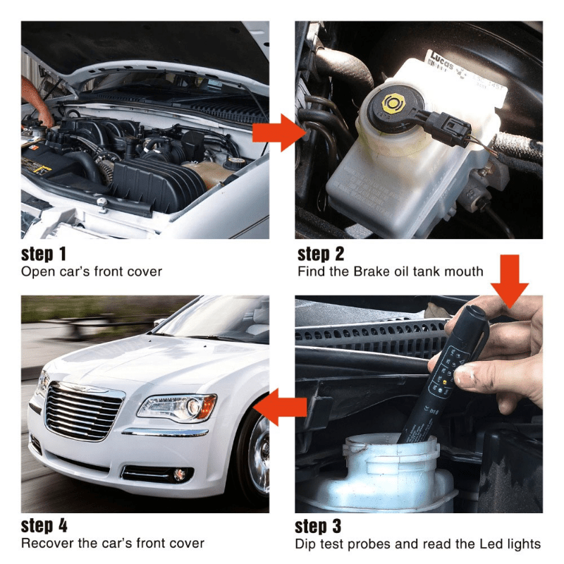 Probador de líquido de frenos en forma de bolígrafo para coches, indicador LED, verifica aceite DOT3/DOT4