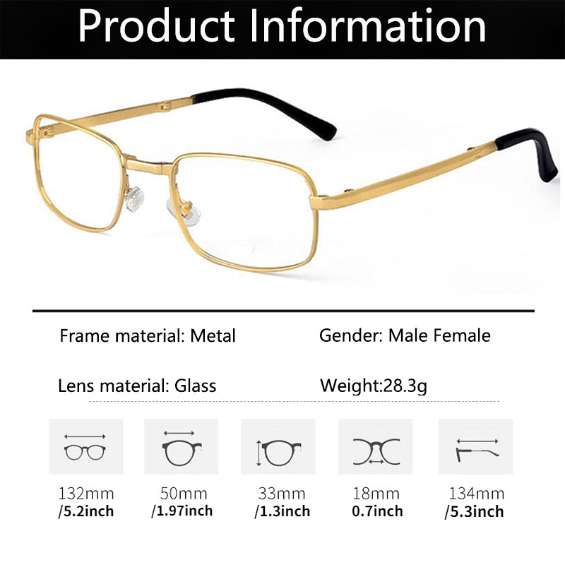 Unisex Reading Glasses with Scratch-Resistant Lenses and Full Alloy Frame