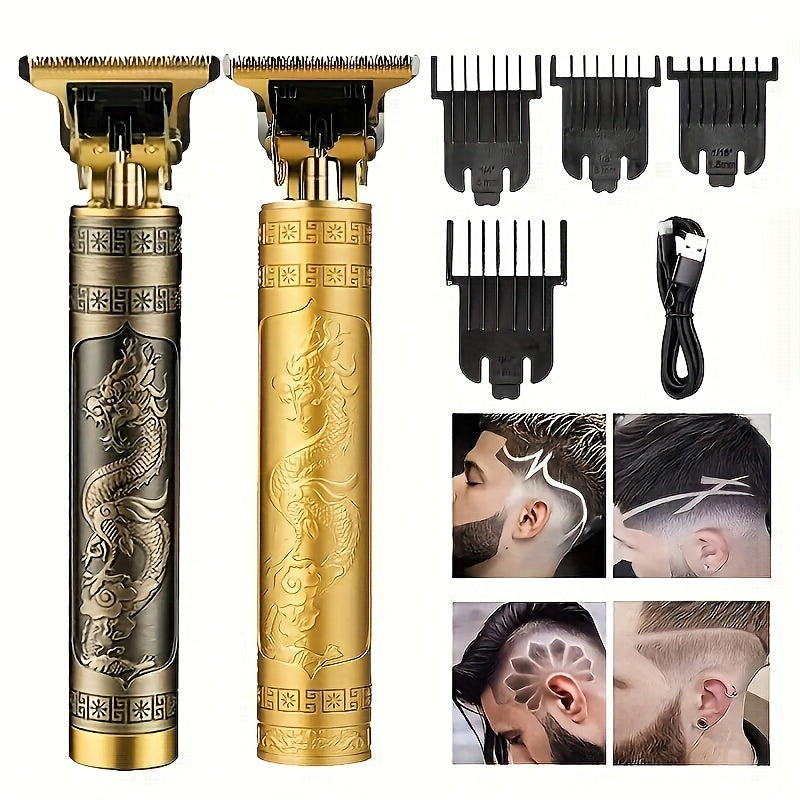 Kit de recortadora de pelo eléctrica para hombres con recortadora de hoja en T, herramienta de cuidado recargable por USB