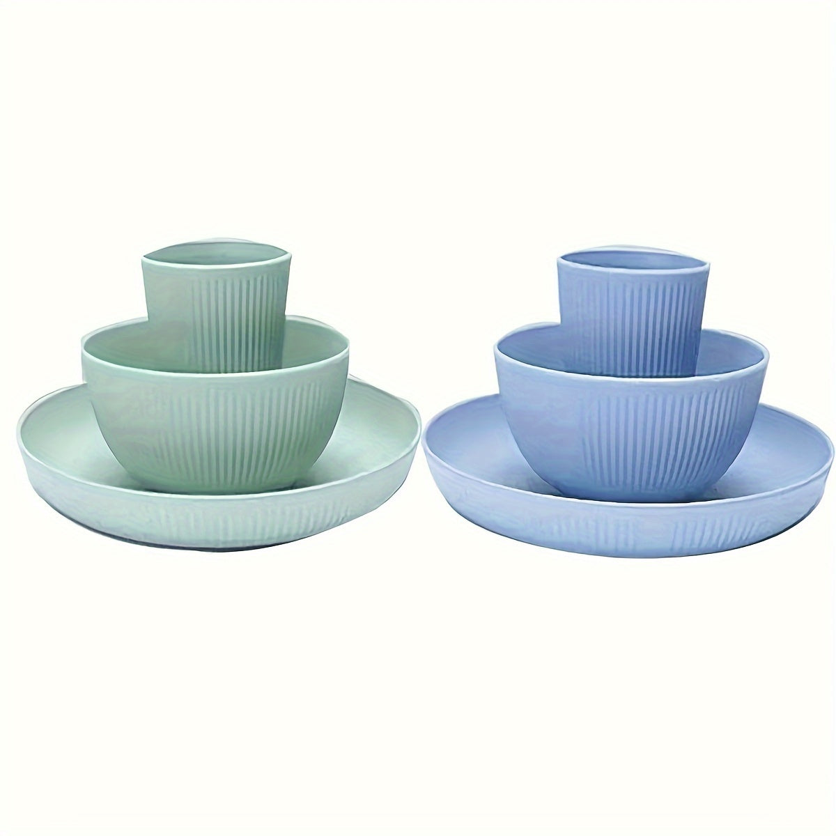 Juego de cubiertos de plástico irrompible de 18 piezas con platos, cuencos y tazas para acampar y en casa