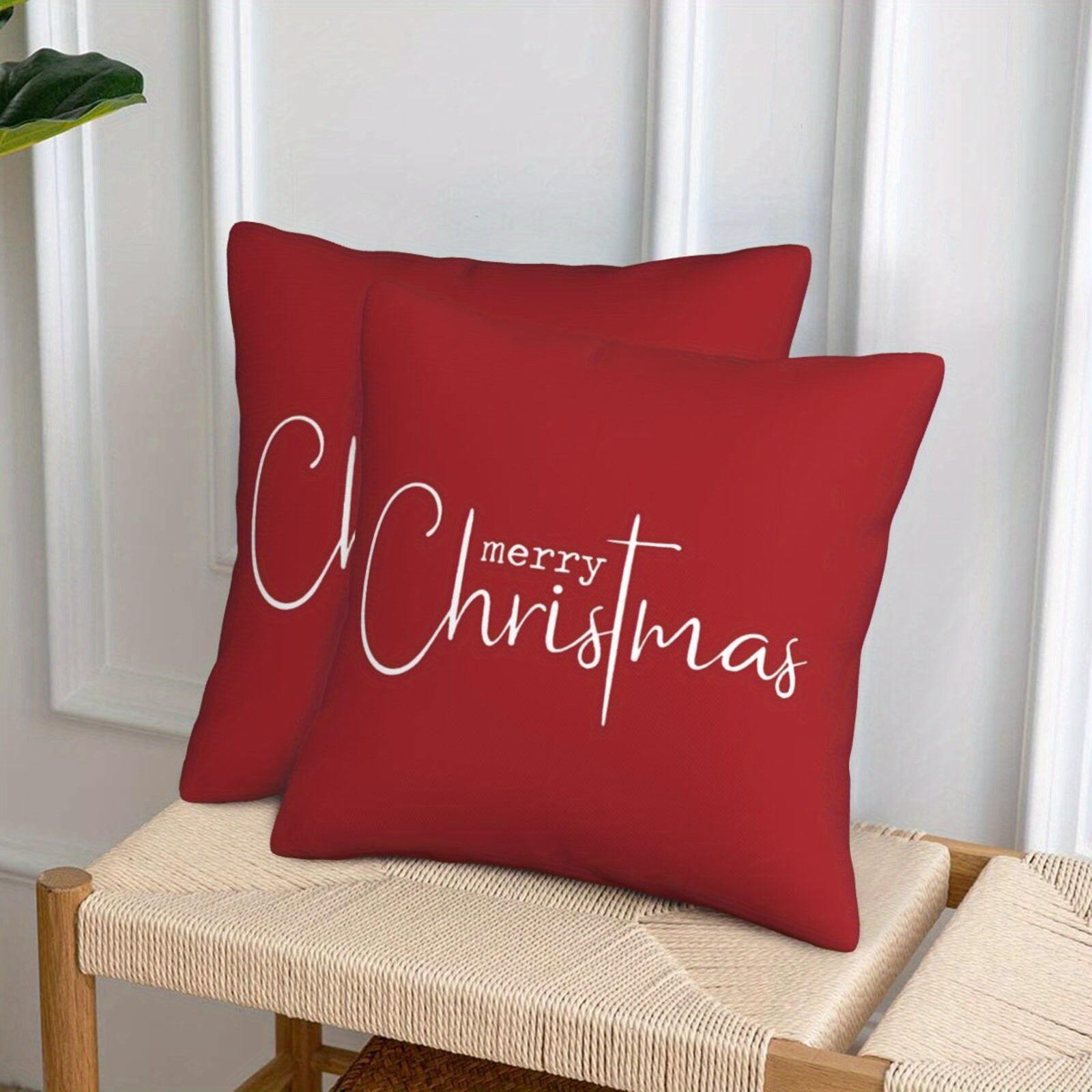 Christmas Themed Pillow Covers Set of 2 45x45cm Decorative Cushion Covers for Living Room and Bedroom
