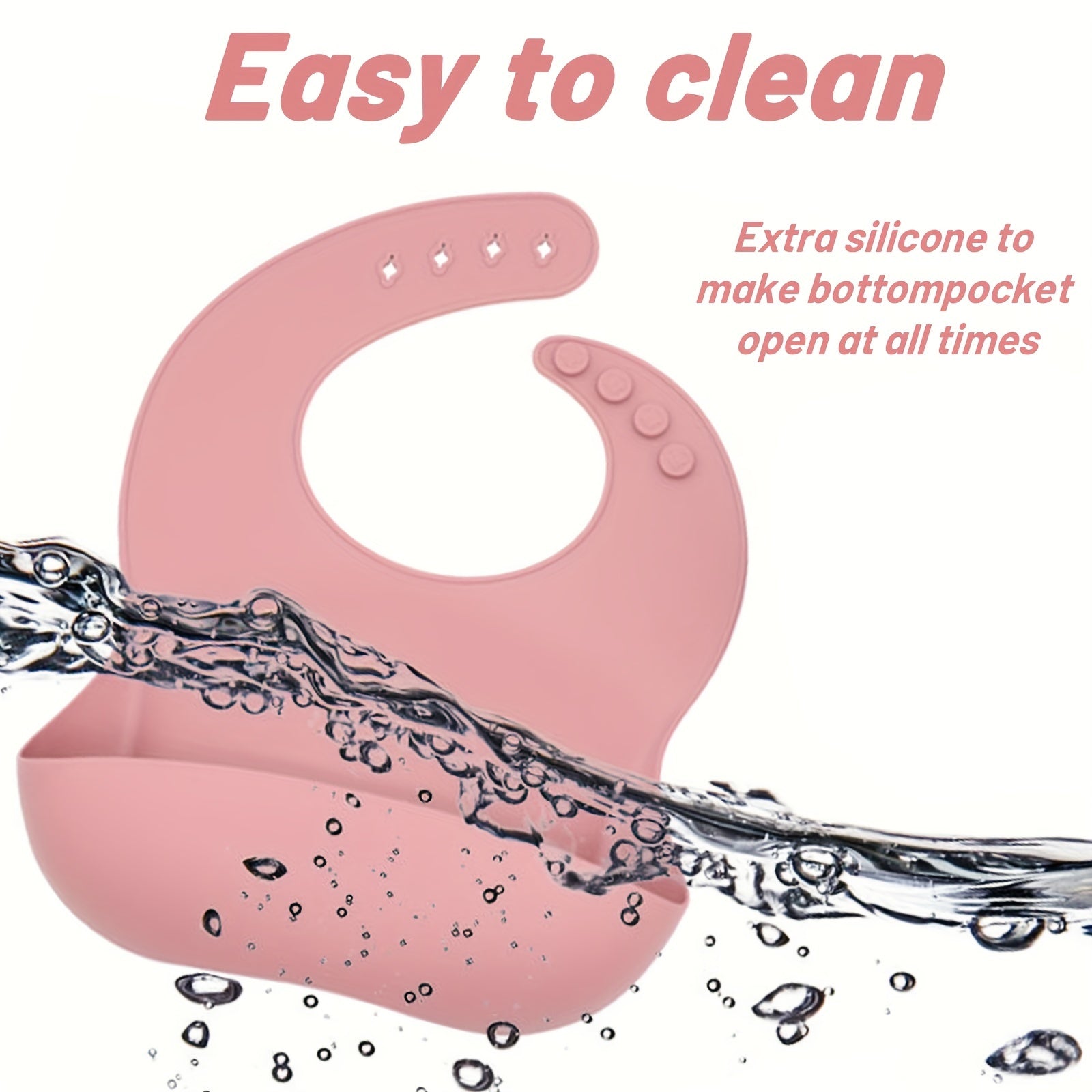 Adjustable Food Grade Silicone Feeding Bib for Babies and Toddlers with Food Catch Pocket