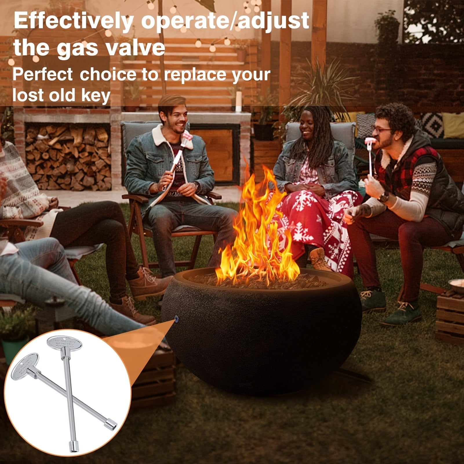 8 dyuymli gaz pechining kaliti, yoritgichli chiroyli krom D-ring, olovli quduqlar va pechlar uchun