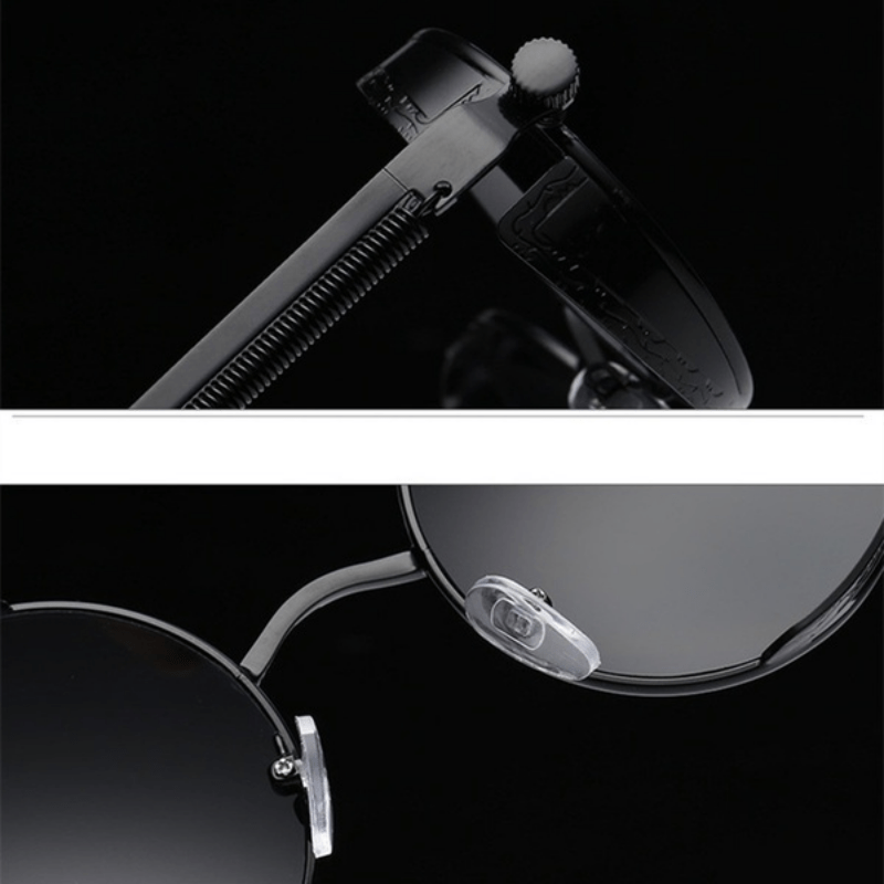 Unisex Retro Steampunk Round Glasses with Spring Temples