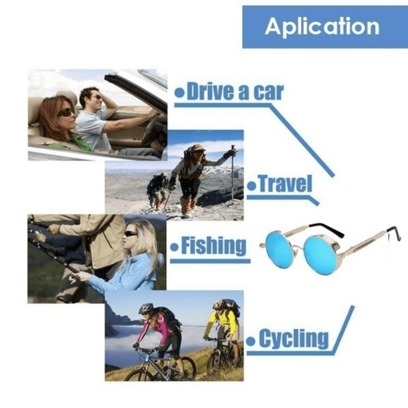 Unisex Retro Steampunk Round Glasses with Spring Temples