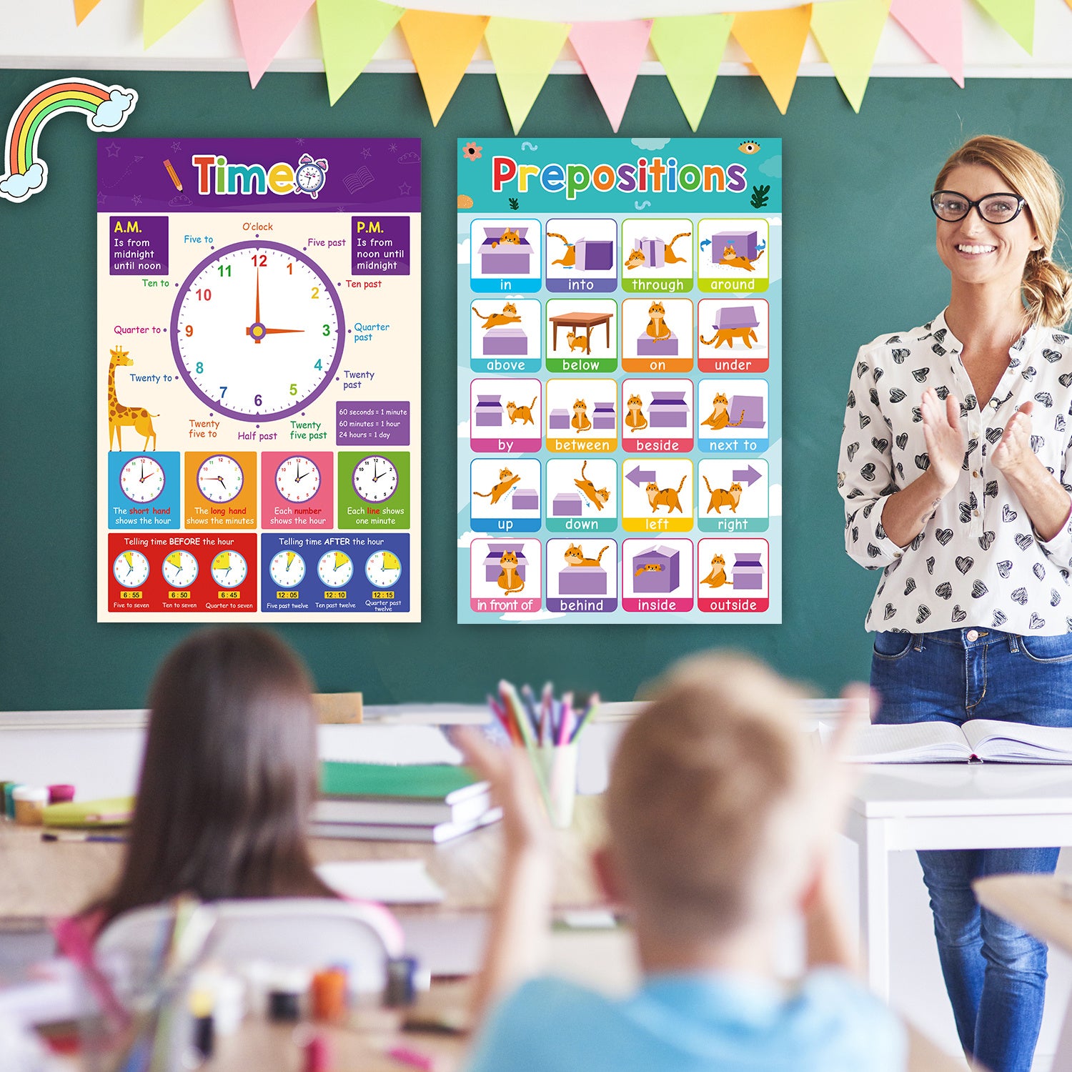 Educational Flashcards for Kindergarten A3 Size 18 Themes Classroom Decor