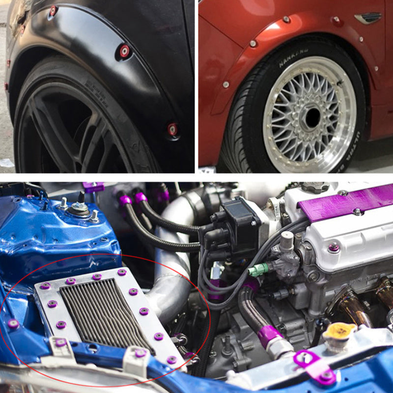 20 Pcs M6 Aluminum Hex Fasteners Fender Washers Car Bumper Engine