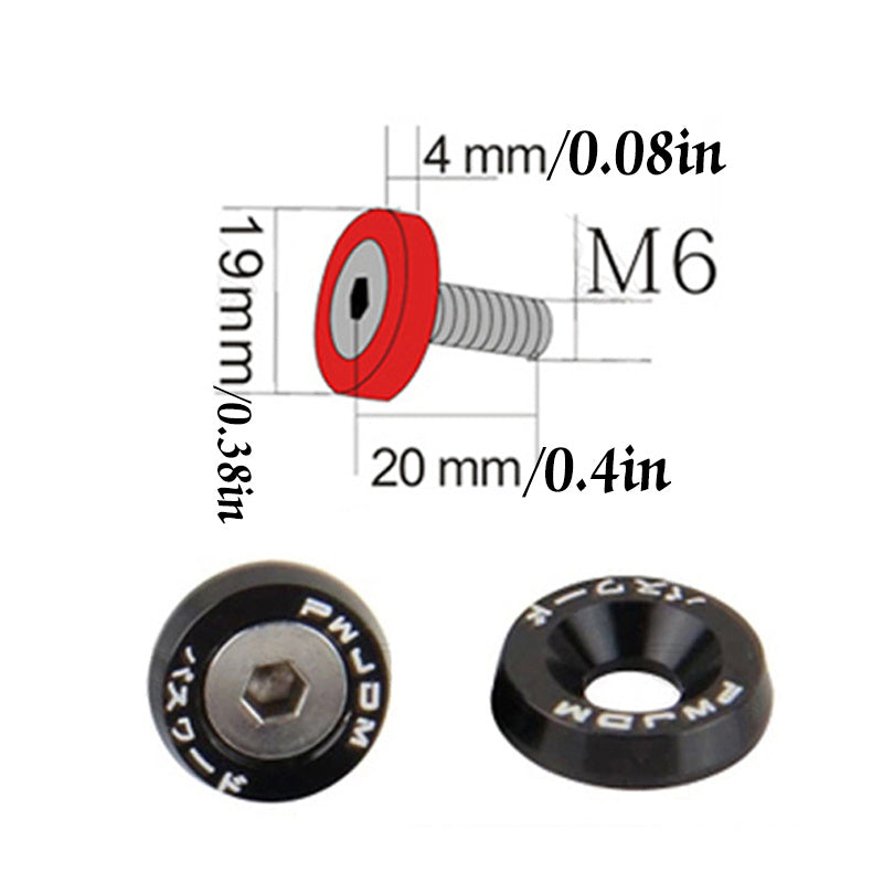 20 Pcs M6 Aluminum Hex Fasteners Fender Washers Car Bumper Engine