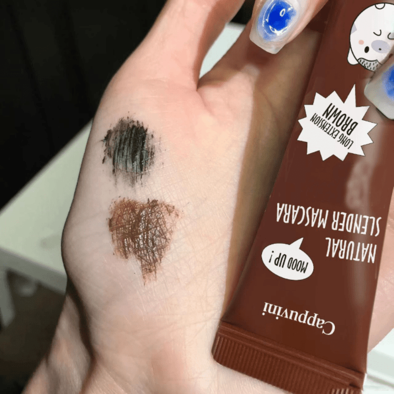 Женская водостойкая тушь для ресниц черный и коричневый с маленькой мягкой щеткой