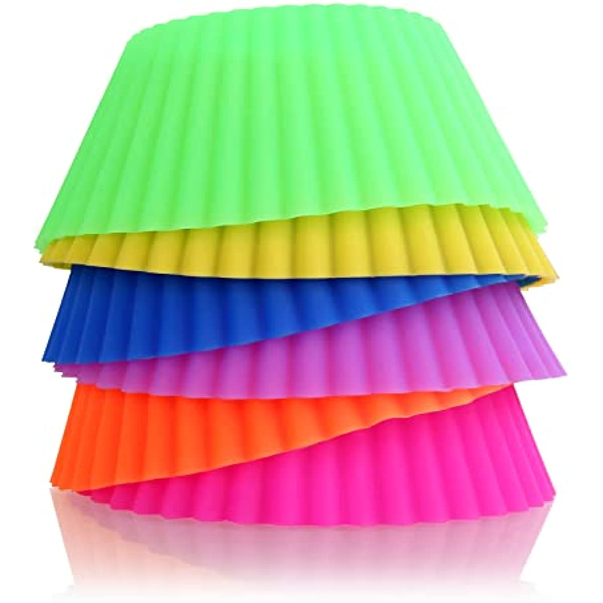 Set of 24 Reusable Silicone Baking Cups, Non-Stick Muffin Liners, Dishwasher Safe, Assorted Colors