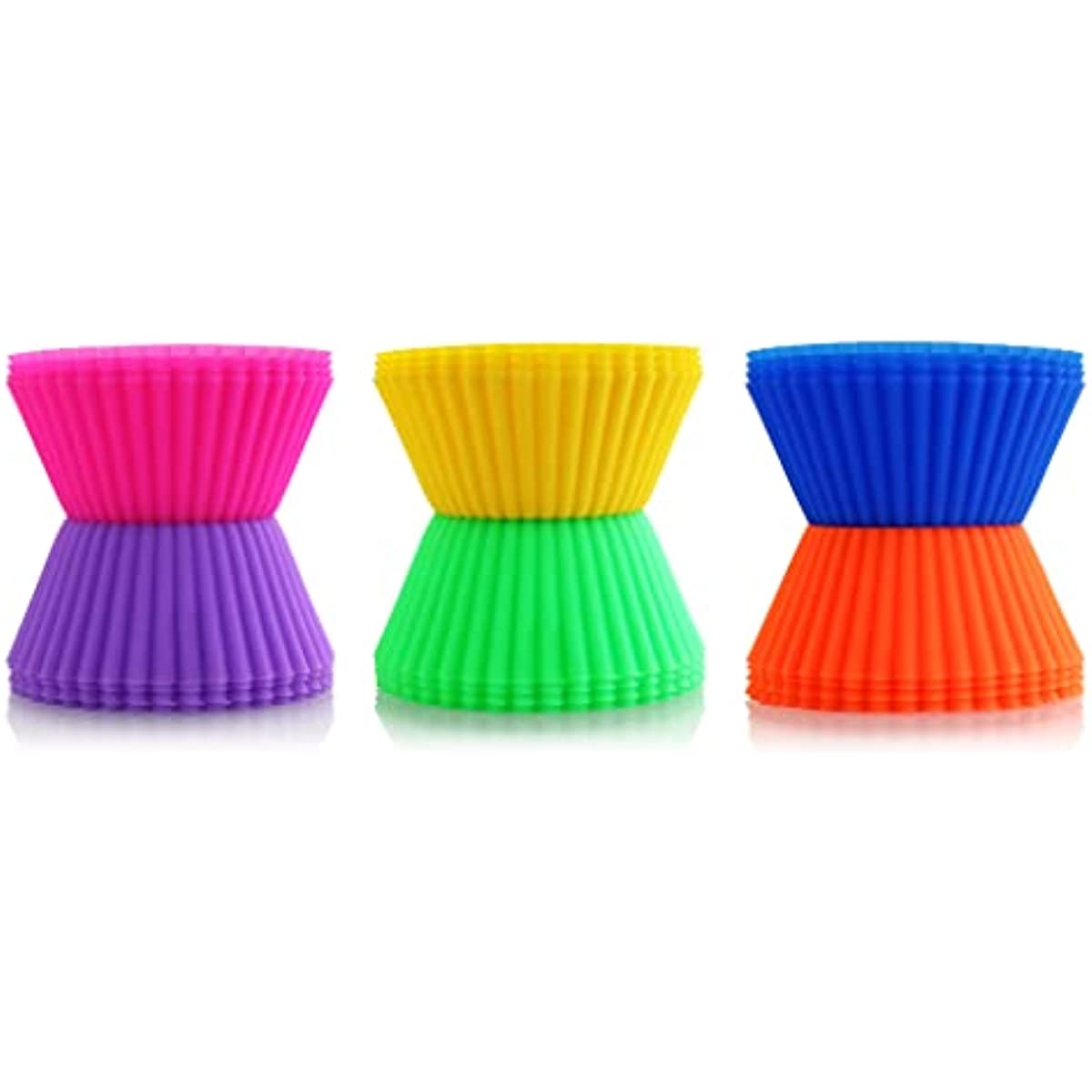 Set of 24 Reusable Silicone Baking Cups, Non-Stick Muffin Liners, Dishwasher Safe, Assorted Colors