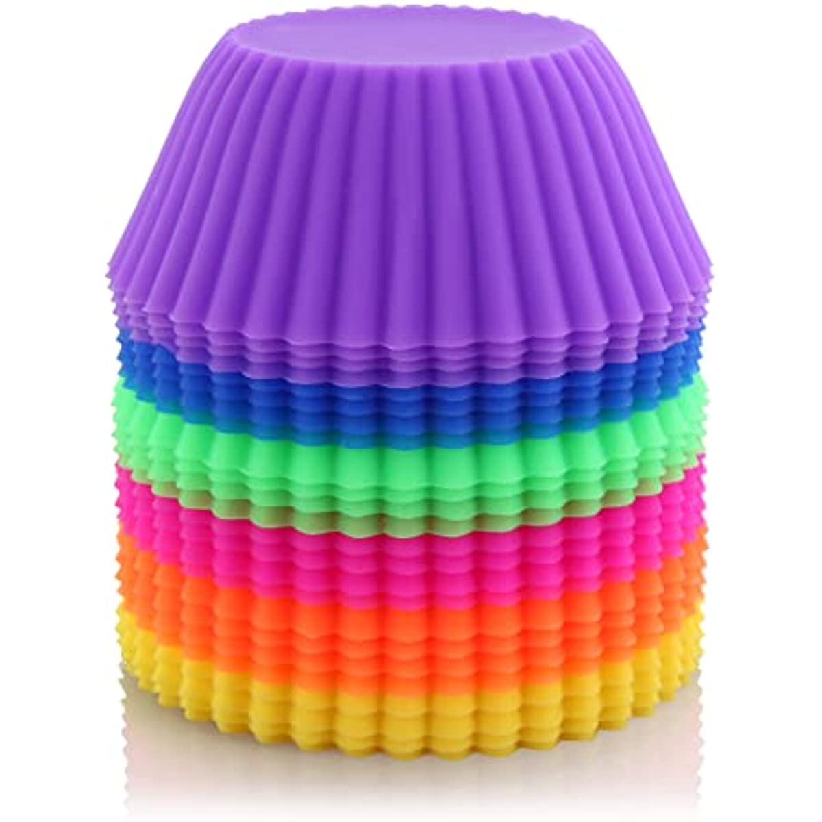 Set of 24 Reusable Silicone Baking Cups, Non-Stick Muffin Liners, Dishwasher Safe, Assorted Colors